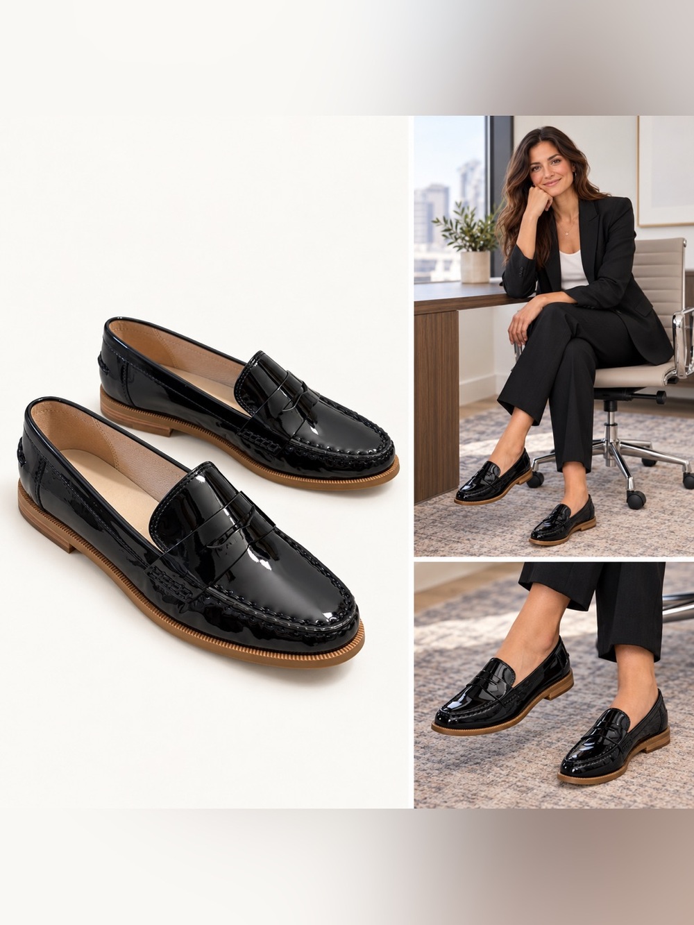 Jack Rogers Tipson Patent Penny Loafers Black Size 7 New in Box - Picture 1 of 15